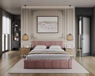 thematys Polsterbett Bett aus Velours Stauraumbett - TOPSELLER - MADE IN EU - (verfügbar 90x200 120x200 140x200 160x200 180x200cm, Bettrahmen, Bett, Optional mit Matratze bestellbar, mit großen gepolsterten Kopfteil, mit Bettkasten zum aufklappen), Met...