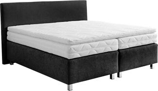 Westfalia Schlafkomfort Boxspringbett Florenz in den Breiten 160x200, 180x200cm & 200x200cm, Verchromte Metallfüße, die die Kopfteilform aufgreifen