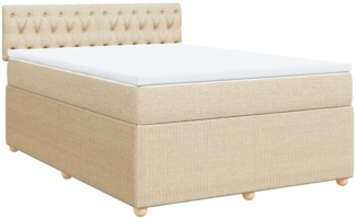 vidaXL Boxspringbett mit Matratze Creme 160x200 cm Stoff 3287519