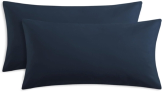 Kissenbezug 40x80cm 2er Set Dunkelblau Mikrofaser Reißverschluss