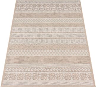 Paco Home In-& Outdoor Teppich Balkon Terrasse Küchenteppich Modernes Boho Ethno Muster, Grösse:200x280 cm, Farbe:Beige