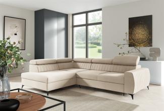 Ecksofa Schlafsofa Sofa TORONTO Stoff Element Creme Ottomane Links