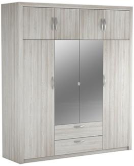 Kleiderschrank >Pluton< in Shannon Eiche aus Holzwerkstoff - 198x224x57 (BxHxT)