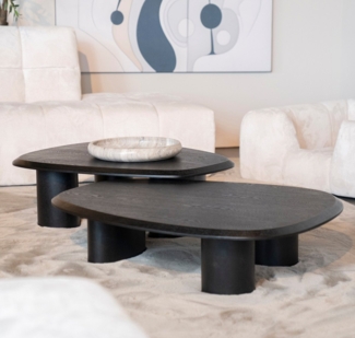 Maison ESTO Couchtisch LUDGER schwarz Beistelltisch schwarz Eiche (2 verschiedene Größen zur Auswahl), schwarz lackiert