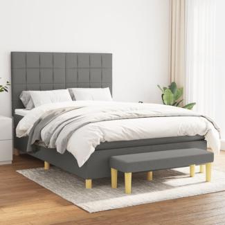 vidaXL Boxspringbett mit Matratze Dunkelgrau 140x200 cm Stoff 3137158