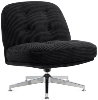 IWMH Bürostuhl Dick Schreibtischstuhl Ohne Rollen, Cordstoff Drehstuhl ohne Armlehnen (Lesesessel mit 15cm dickem Sitzkissen), Gepolsterter Stuhl für Schlafzimmer Wohnzimmer Schminktisch