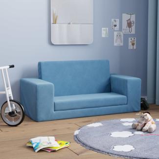 vidaXL Kinder-Schlafsofa 2-Sitzer Blau Weicher Plüsch 357032