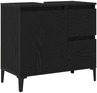 vidaXL Badezimmer Schrank mit Tür Schwarz Eichen-Optik 65 x 33 x 60 cm 862812