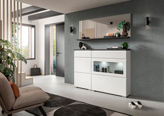 Home affaire Wandspiegel Skoskap, Breite 60 cm, 1 Ablageboden, inklusive Wandmontagematerial (1-St), Garderobenspiegel, Spiegel, Flurspiegel, Dielenspiegel, Spiegelpaneel