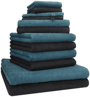 Betz Handtuch Set 12 TLG. Handtuch Set BERLIN Farbe graphit/taubenblau, 100% Baumwolle (12 Teila, 12-St)