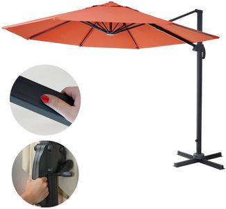 Gastronomie-Ampelschirm HWC-A96, Sonnenschirm, rund Ø 3m Polyester Alu/Stahl 23kg ~ terracotta ohne Ständer