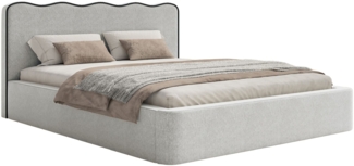 Selsey 'Duney' Polsterbett mit Bettkasten, Strukturstoff, hellgrau, 200x200