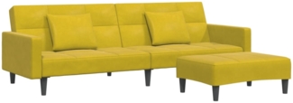 vidaXL Schlafsofa 2-Sitzer mit Fußhocker Gelb Samt 3258120
