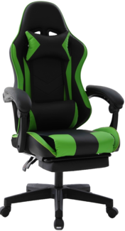 Delman Bürostuhl Gaming Stuhl Gaming Sessel Ergonomischer Gamer Stuhl mit Fußstütze Kopfstütze Gaming Chair 0060 Grün