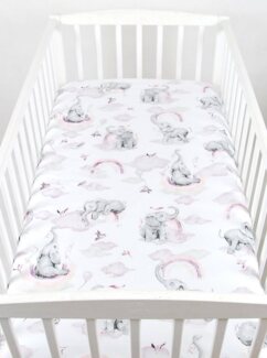 BabyLux Spannbettlaken SPANNBETTLAKEN 70x140 Spannbetttuch Baumwolle Kinder Baby Babybett, 125. Elefanten Rosa