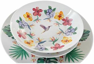 Geschirr-Set DKD Home Decor Tropical Porzellan (18 pcs)