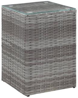vidaXL Beistelltisch mit Glasplatte Grau 35 x 35 x 52 cm Poly Rattan