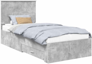 vidaXL Bettrahmen mit Kopfteil Beton Grau 90 x 190 cm Holzwerkstoff 3409697