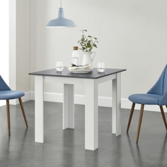 Esstisch Algermissen 80x80x76 cm für 4 Personen Dunkelgrau/Weiß en. casa
