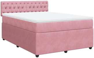 vidaXL Boxspringbett mit Matratze Rosa 140x190 cm Samt 3287745