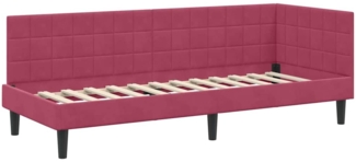 vidaXL Eckbettgestell mit Kopfteil Weinrot 80 cm x 200 cm Stoff 42016412