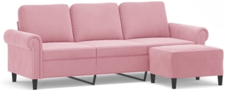 vidaXL 3-Sitzer-Sofa mit Hocker Rosa 180 cm Samt 3201218