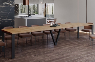 Endo-Moebel Esstisch Titan XXL 130-405 cm, Metallgestell, ausziehbar, 400cm Esstisch XXL 14 Personen riesiger Tisch 4m