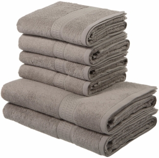 my home Handtuch Set Juna, 6-tlg, 2 Duschtücher (70x140) 4 Handtücher (50x100), Walkfrottee (6-St), 100% Baumwolle, Handtuch-Set mit Bordüre, Uni-Farben, weich