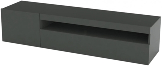 Dmora TV-Schrank Acrilya, niedriges Wohnzimmer-Sideboard, Fernsehständer-Basis, 100 % Made in Italy, 150 x 40 x 37 cm, glänzendes Anthrazit, mit LED-Licht