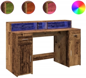 vidaXL LED-Schreibtisch Altholz-Optik 140x55x91 cm Holzwerkstoff 3309427