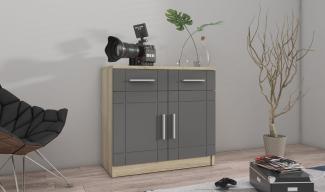 Sideboard PARIS 2F-2S Grau + Sonoma Eiche