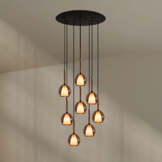 s.luce Belluna Galerieleuchte 8-flammig Ø 80cm Baldachin Braun Ø 14cm