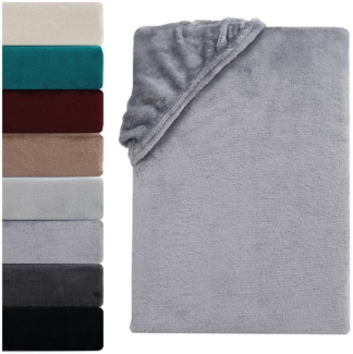 Visaggio Spannbettlaken Cashmere Touch Winter Spannbetttuch Super Soft Bettlaken, Nicki, Gummizug: rundum, Flauschig warmes Teddyplüsch, Einfarbig