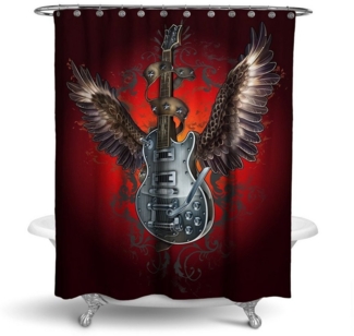 RAHMENLOS® Duschvorhang Motiv Gitarre - 180x200 cm Breite 180 cm