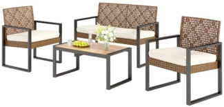 PHI VILLA Gartenlounge-Set, (4 Personen Outdoor Lounge Möbel Gartensofa, mit 1 x 2-Sitzer Sofa, 2 x Sessel und 1 x Tisch), Gartenmöbel Balkonmöbel Set