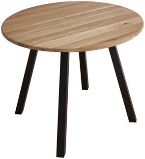 Esstisch rund natur massiv Wildeiche 110 cm schwarz Elif 526906