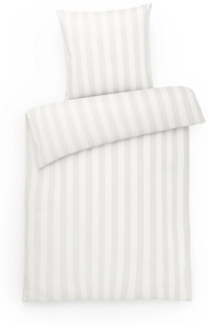 Carpe Sonno 'Damast' Bettwäscheset aus 100% Baumwolle, Streifen, Silber, 155 x 220 cm