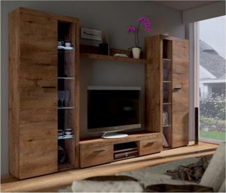 4-tlg. Wohnwand Rumba XL Eiche Lefkas matt