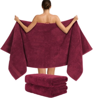 Hammetex 2er Set Extra Große Badetücher – 80x200 cm, 500 GSM, 100% Baumwolle – Weich & Saugfähig – Luxuriöse Große Spa-Handtücher, Bordeauxrot