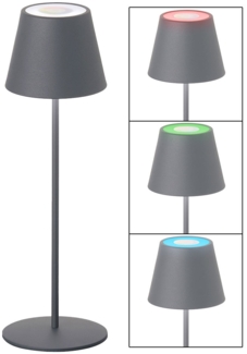 RGB LED Außen Tischleuchte, Touchdimmer, Akku, H 38 cm