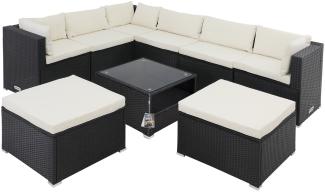 Casaria XXL Polyrattan Lounge Set Melbourne schwarz/creme