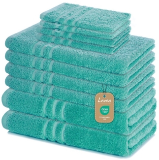 Lavea Handtuch Set Elena, Duschtücher, Handtücher, Gästetücher, Waschhandschuhe, 100% Baumwolle (Set, 10-St), Frottierserie, weich & saugstark, pflegeleicht, 500 g/m² Frottier