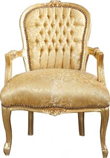 Casa Padrino Barock Salon Stuhl Gold Muster / Gold