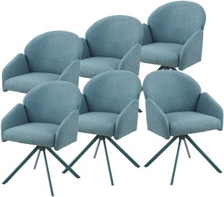 6er Set Sesselstuhl Holly drehbar - Webstoff Petrol
