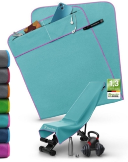 NirvanaShape Sporthandtuch Fitness-Handtuch mit Magnet-Clip, Mikrofaser Sporthandtuch, Microfaser, 2x Reißverschlusstaschen & Funktionaler Geräteüberzug, Ultra-Saugfähig