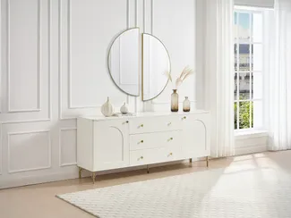 Vente-unique - ALOBARA Sideboard Holz, Platte Weiß - B 40 cm x H 75 cm x L 180 cm