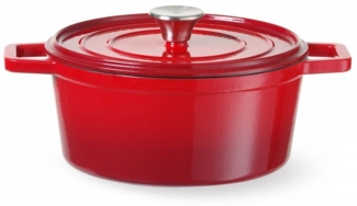 HENDI Emaillierter Gusseisentopf, 6,88L, Rot, 405x255x(H)134mm
