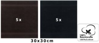Betz Gästehandtücher 10 Stück Gästetuch Set Premium 30x50 cm Farbe dunkelbraun/schwarz, 100% Baumwolle (Set, 10-St)