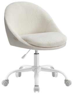 Songmics Homeoffice Stuhl, Drehstuhl aus Sherpa, Schreibtischstuhl, Schaumstoffpolsterung, höhenverstellbar, für Arbeitszimmer, Schlafzimmer, cappuccinobeige-wolkenweiß