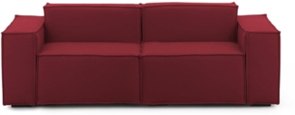 Dmora 2-Sitzer festes Sofa Lepidolite, modulares lineares Sofa, modernes Wohnzimmersofa aus Stoff, 100 % Made in Italy, 220 x 95 x 70 cm, Rot